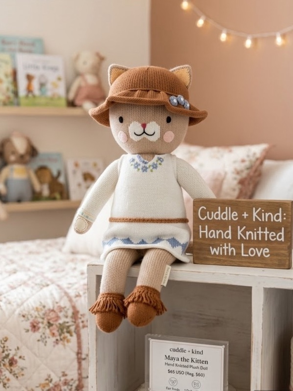 cuddle + kind Maya the Kitten Hand Knitted Plush Doll